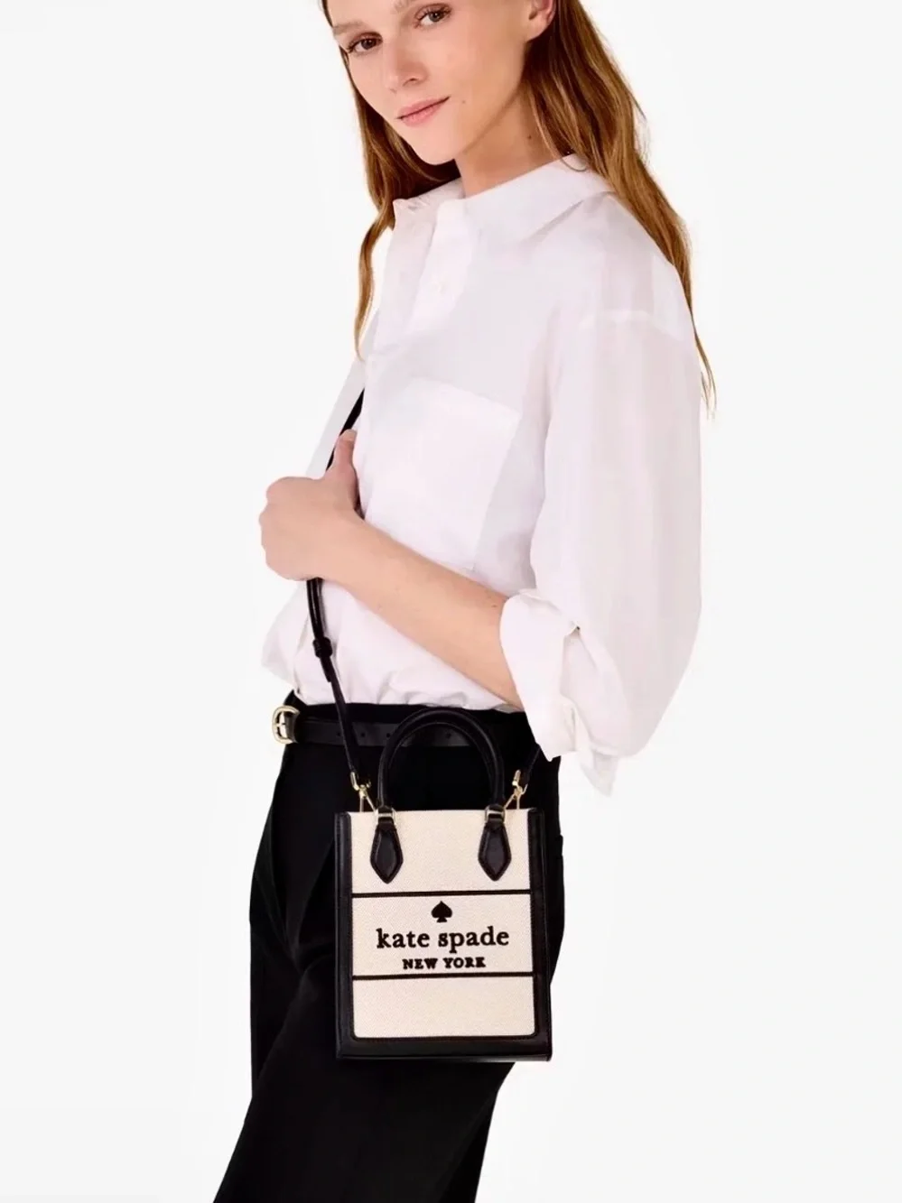 kate spade Cream and Black Mini Tote Crossbody